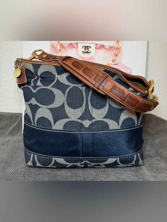 Coach Handbags - Coach Denim Signature Stripe Shoulder Hobo Bag No. C0768-11182